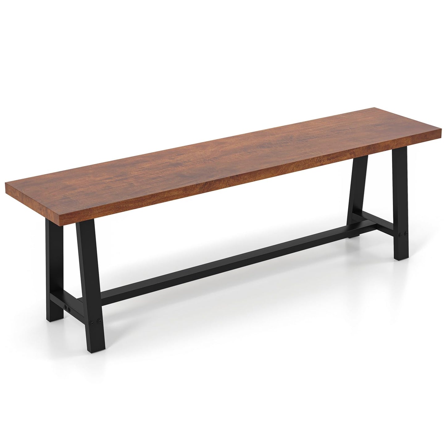 Giantex 60” Rectangular Wood Dining Bench, 3 Person Entryway Shoe Bench with Metal Frame, Farmhouse Indoor Benchs for End of Bed, Hallway, Living Room & Dining Room (60”L)
