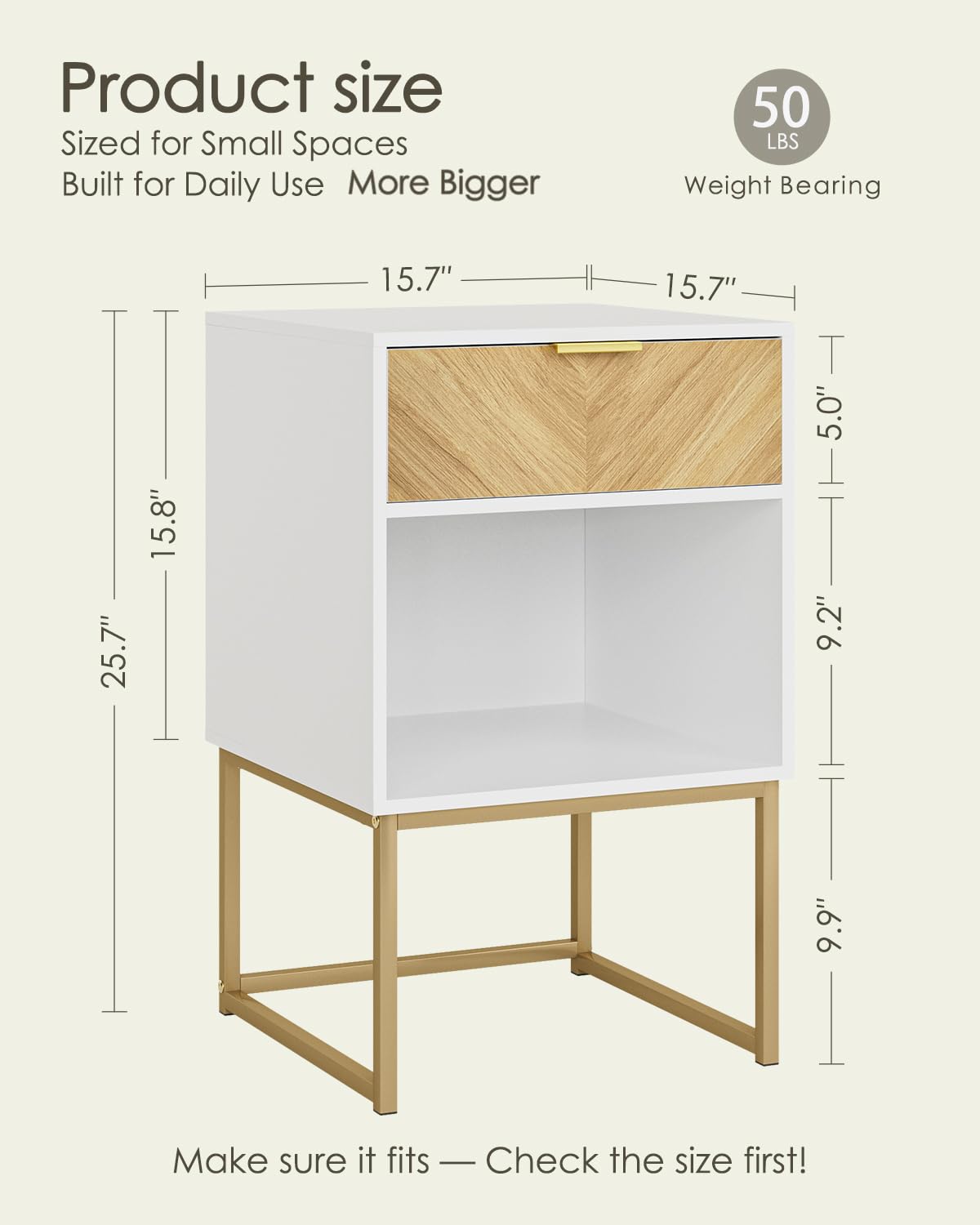 Apetaccat Nightstand,Modern Night Stand Boho Farmhouse Wood Bedside Table with Storage Drawer and Open Shelf,Side End Table for Bedroom,Living Room,White