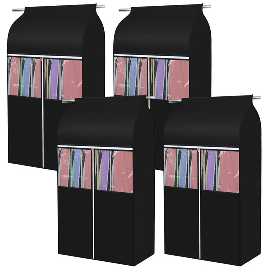 Amylove 4 Pcs 43'' Garment Bags for Hanging with Zippers Hanging Clothes Storage Garment Rack Cover Sealed Dust Cover Wardrobe Clothing Organizer for Suit Coat