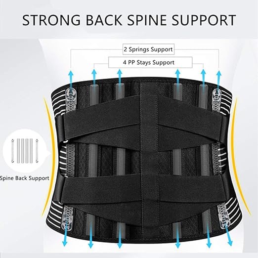 Back Support Belt for Ultimate Relief: Adjustable Lumbar Brace with Anti-Skid Design, 6 Stays, and 16-Hole Air Mesh for Sciatica, Herniated Disc, and Heavy Lifting (Large)