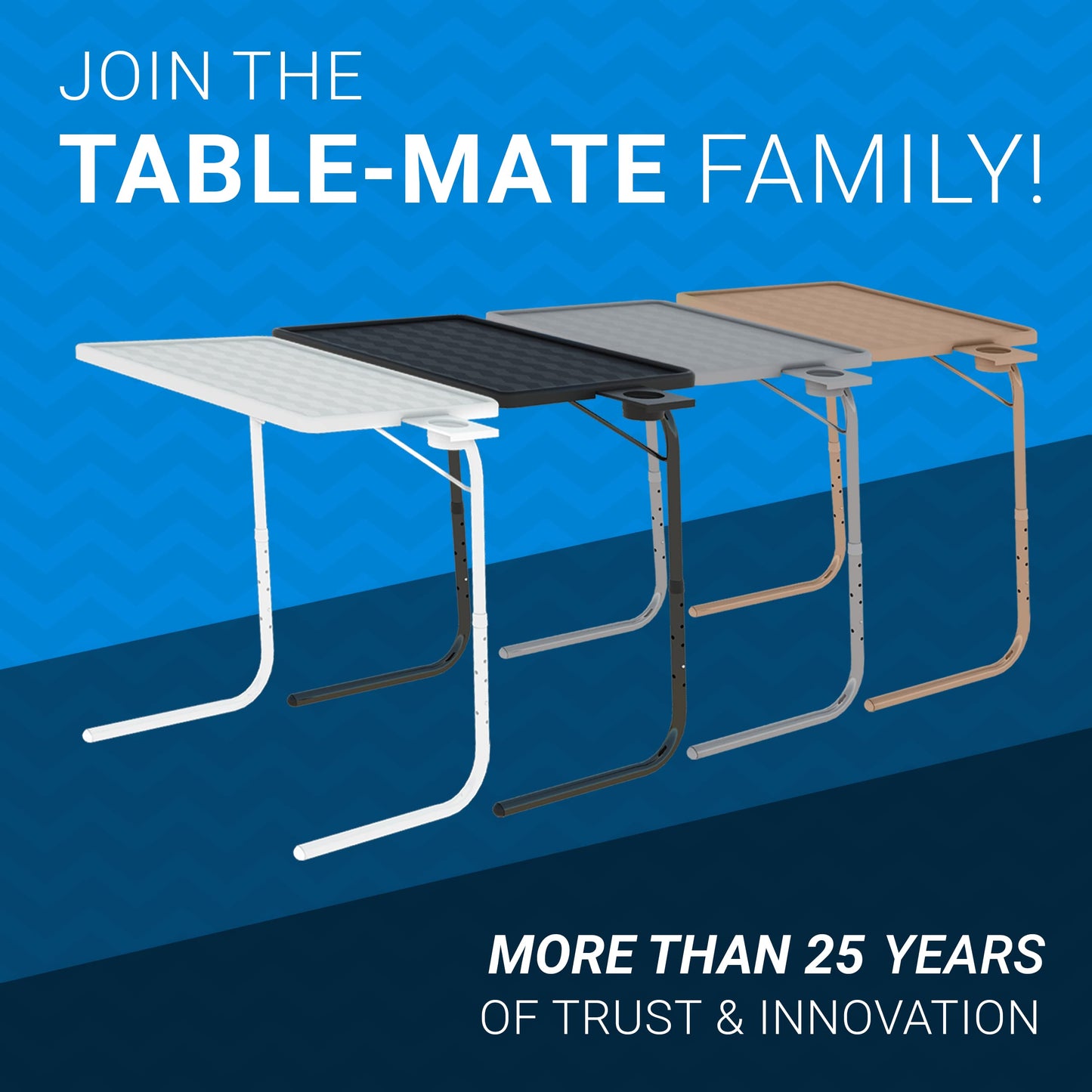 Table-Mate TV Tray Table | Portable Desk Folding Dinner Tray, Couch Table Trays for Eating Snack Food, Portable Laptop Desk, Bed Trays for Eating | Adjustable TV Trays with 3 Angles and Cup Holder