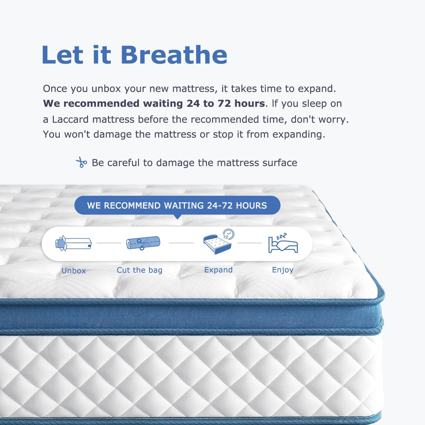 Laccard King Size Mattress 12 Inch, Medium Firm Hybrid King Bed Mattress, Memory Foam Mattresses in a Box for Pressure Relief, Individual Pocket Spring-Motion Isolation with Edge Support, CertiPUR-US