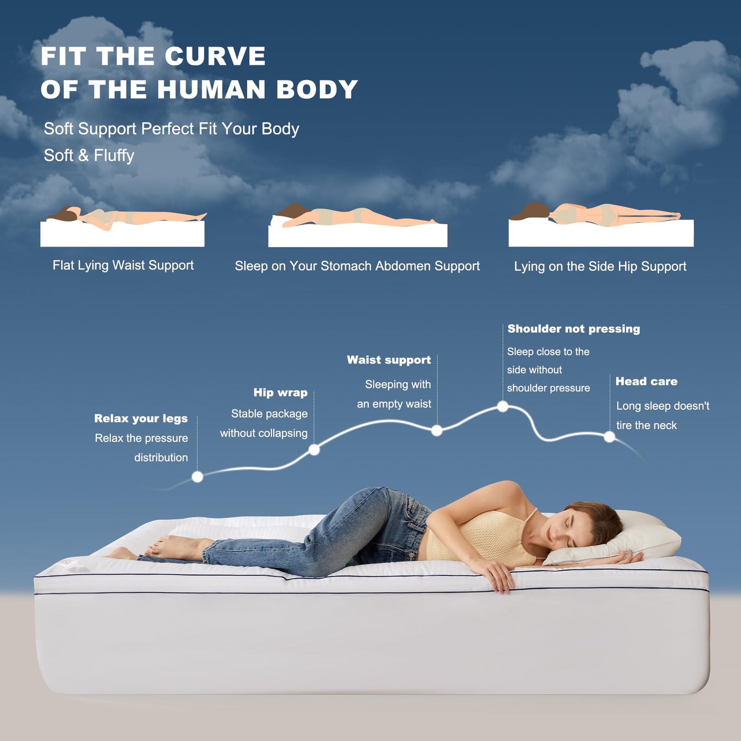 BEDLORE Queen Mattress Topper, Thick Pillow Top Pad for Back Pain Relief, Cooling Soft Mattress Cover with Deep Pockets 6-18 inch