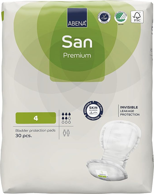 Abena San Premium Incontinence Pads, Moderate Absorbency, (Sizes 4 to 7), Size 4, 540 Count