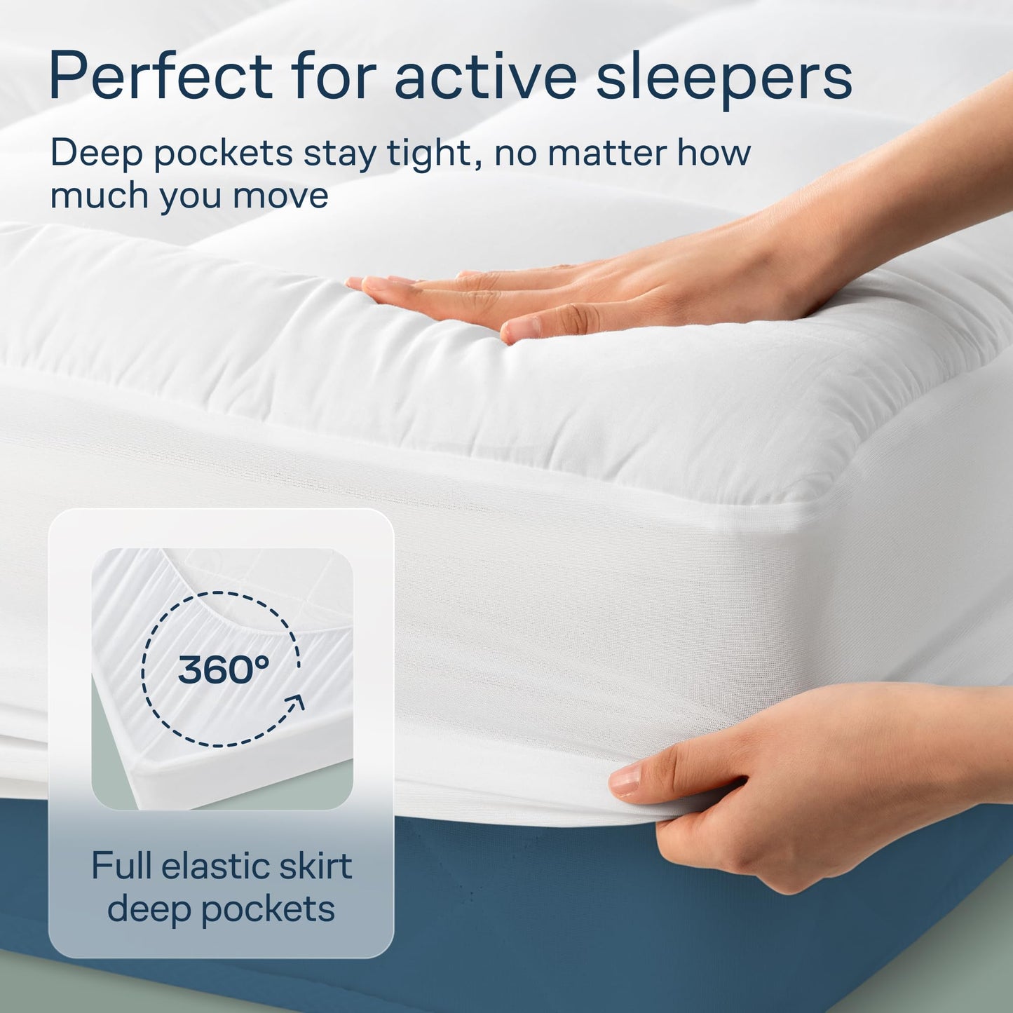 Cloud-Like Queen Mattress Topper - 100% Cotton Top Mattress Pad for Back Pain Relief - Breathable & Naturally Cooling for Hot Sleepers