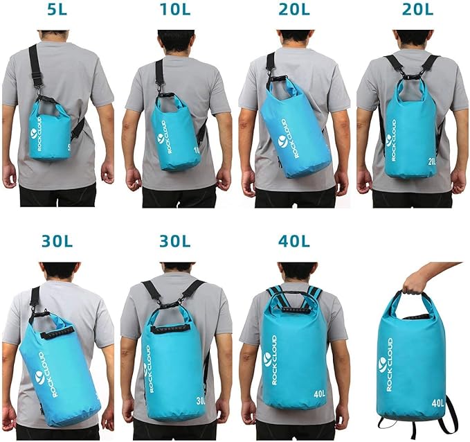 ROCK CLOUD Dry Bag Waterproof 40L Dry Sack for Kayaking Rafting Boating Beach Surfing Swimming Canoe Camping Hiking Fishing Ski, Orange
