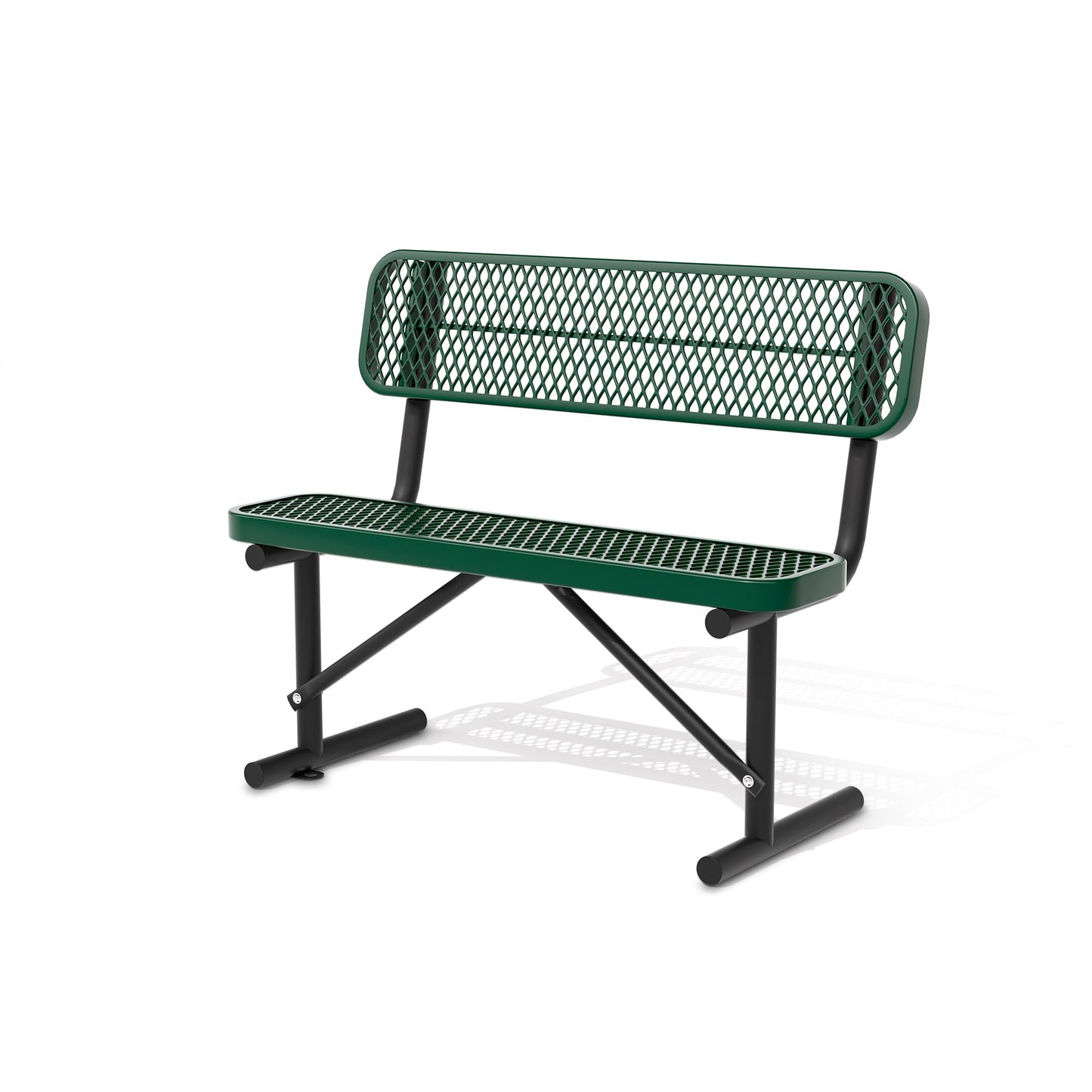 4FT Benches for Outside, Heavy-Duty Portable Outdoor Garden Bench with Back, Metal Park Bench, Commercial-Grade Seating,Industrial Bench Patio Bench Furniture for Beach Yard School Shopping Centers