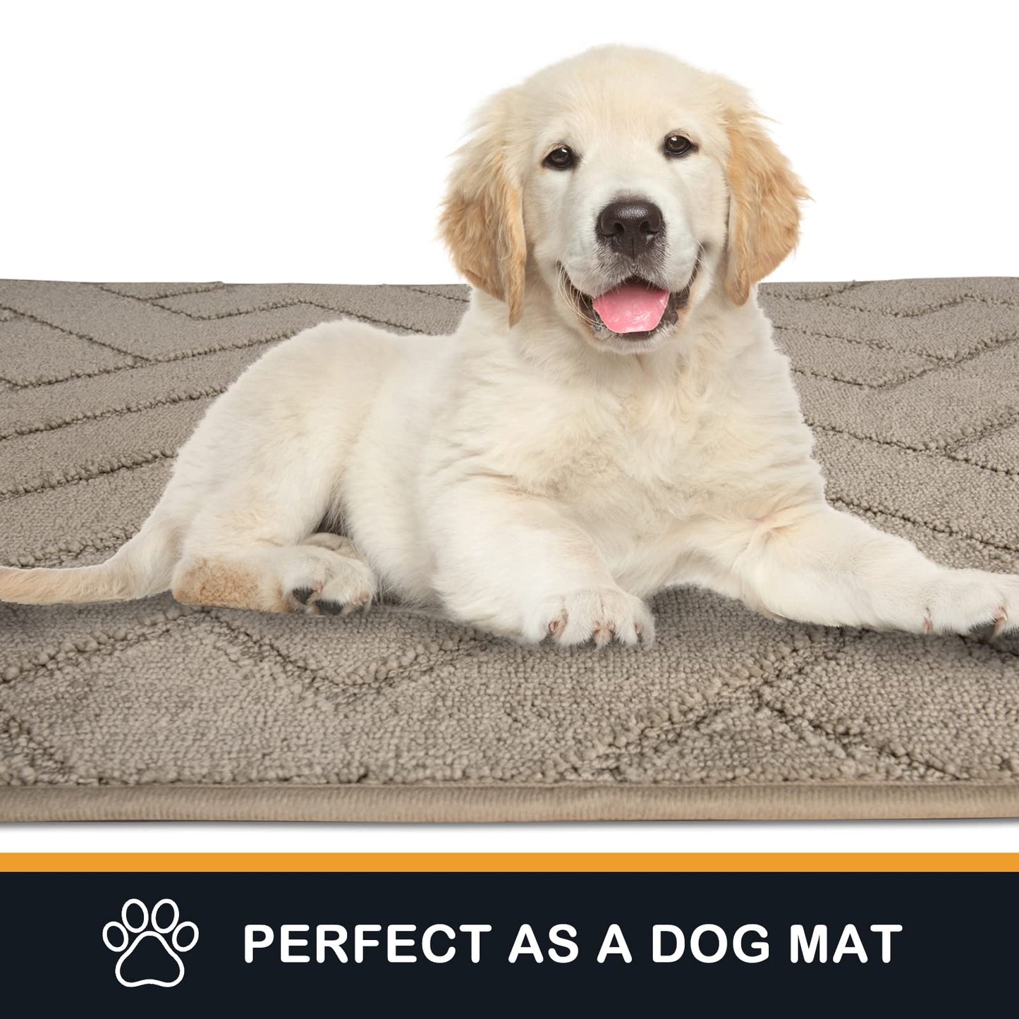 PURRUGS Dirt Trapper Door Mat 32" x 47", Non-Slip Machine Washable Entry Rug, Shoe Scraper, Dog Doormat, Super Absorbent Welcome Mat for Front & Back Door, Muddy Wet Shoes & Paws, Taupe