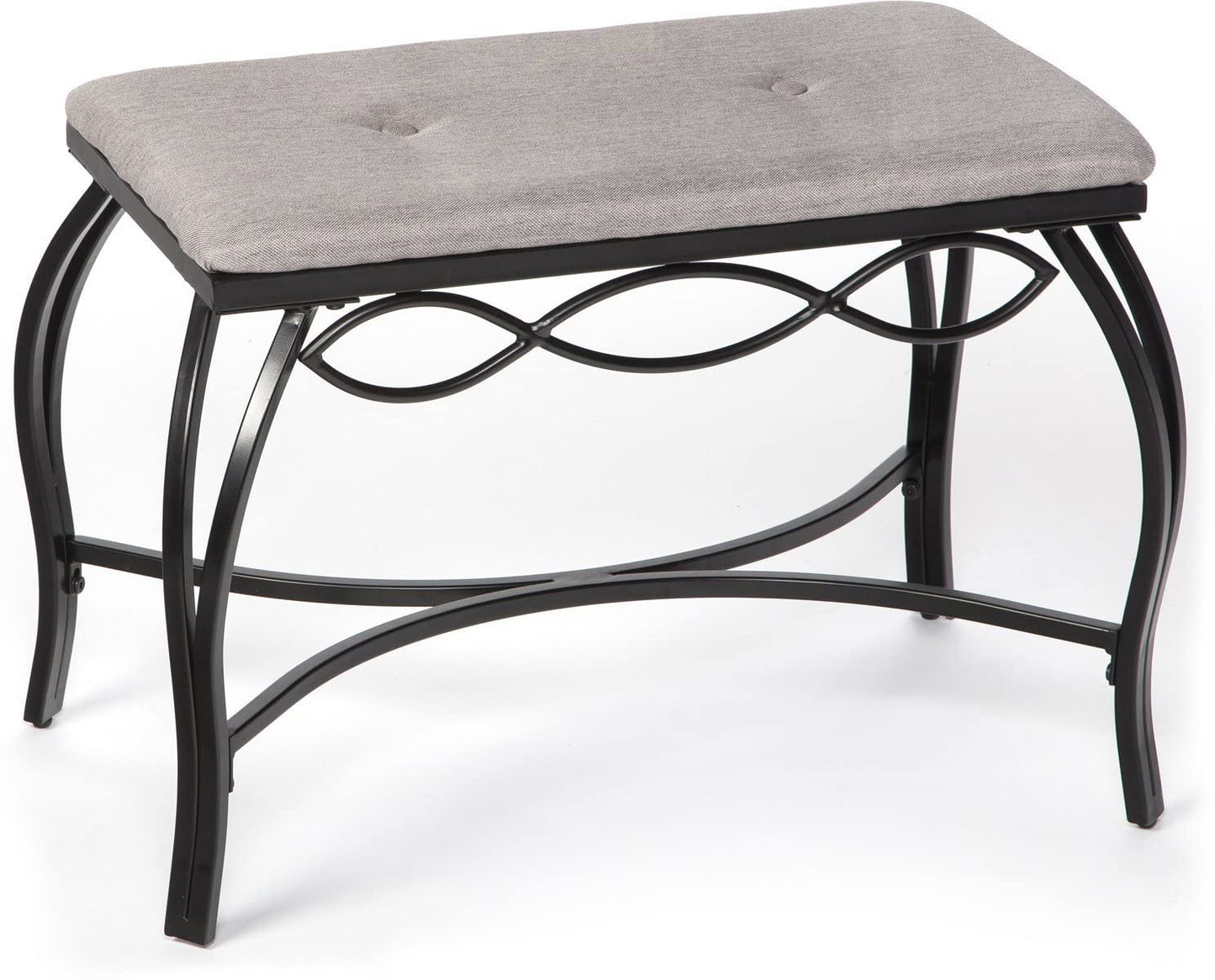 Mango Steam Heather Gray Shoe Bench - Vanity Seat for Makeup Room, Dressing Stool, Entryway Bench - Powder Coated, Upholstered, Space Saving