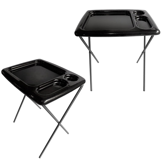 Brink House Folding TV Tray Table (Set of 2), Black, 17 x 22 x 26 inches, Portable Indoor-Outdoor Glamping Trays with Space for TV Dinners, Laptop, Utensils, and Drinks