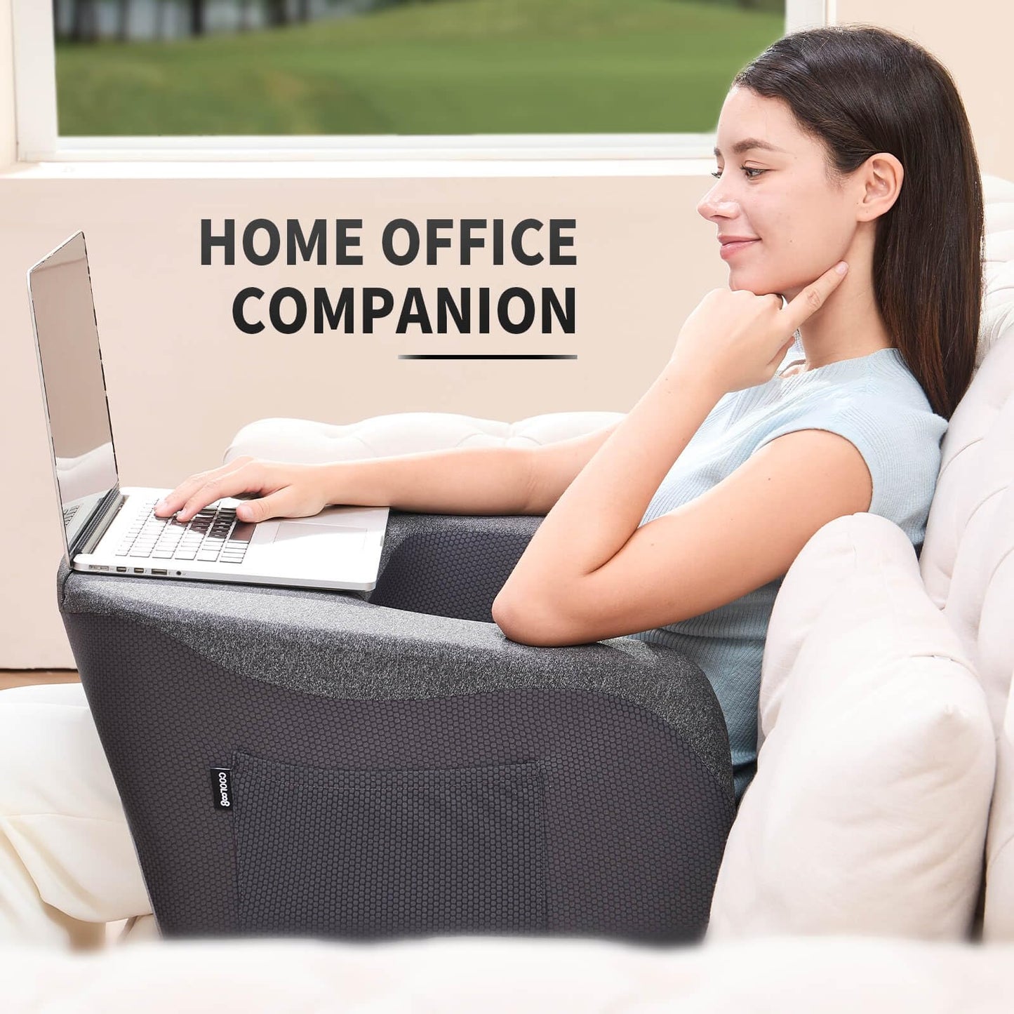 cooloo8 Reading Pillow, Lap Desk, Laptop Pillow for Lap, Large Gaming Pillow for Reading, Working, Gaming or Sitting in Bed Floor Couch(Dark Grey)