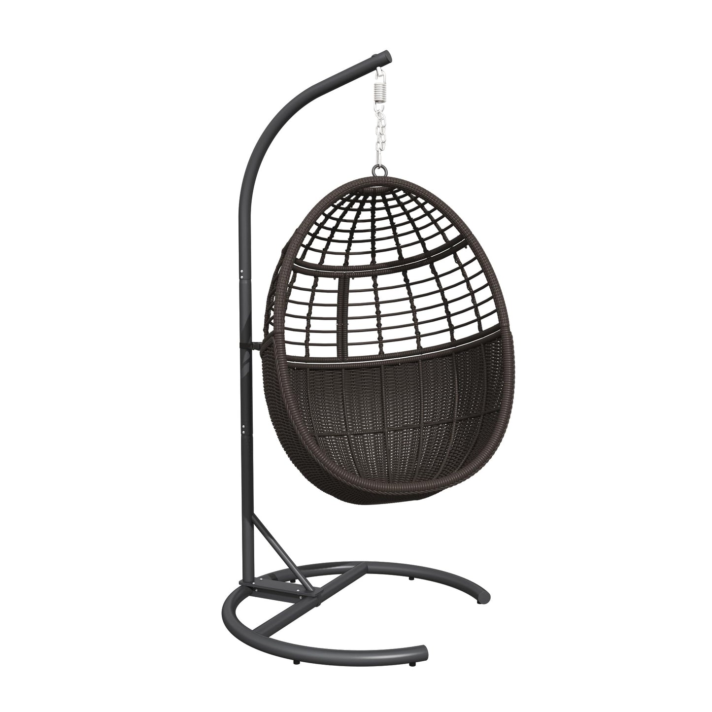 TWT Hanging Egg Chair with Stand, 330lbs Capacity Patio Wicker Egg Swing Chair with UV Resistant Cushion for Bedroom Garden Indoor Outdoor (Dark Brown)