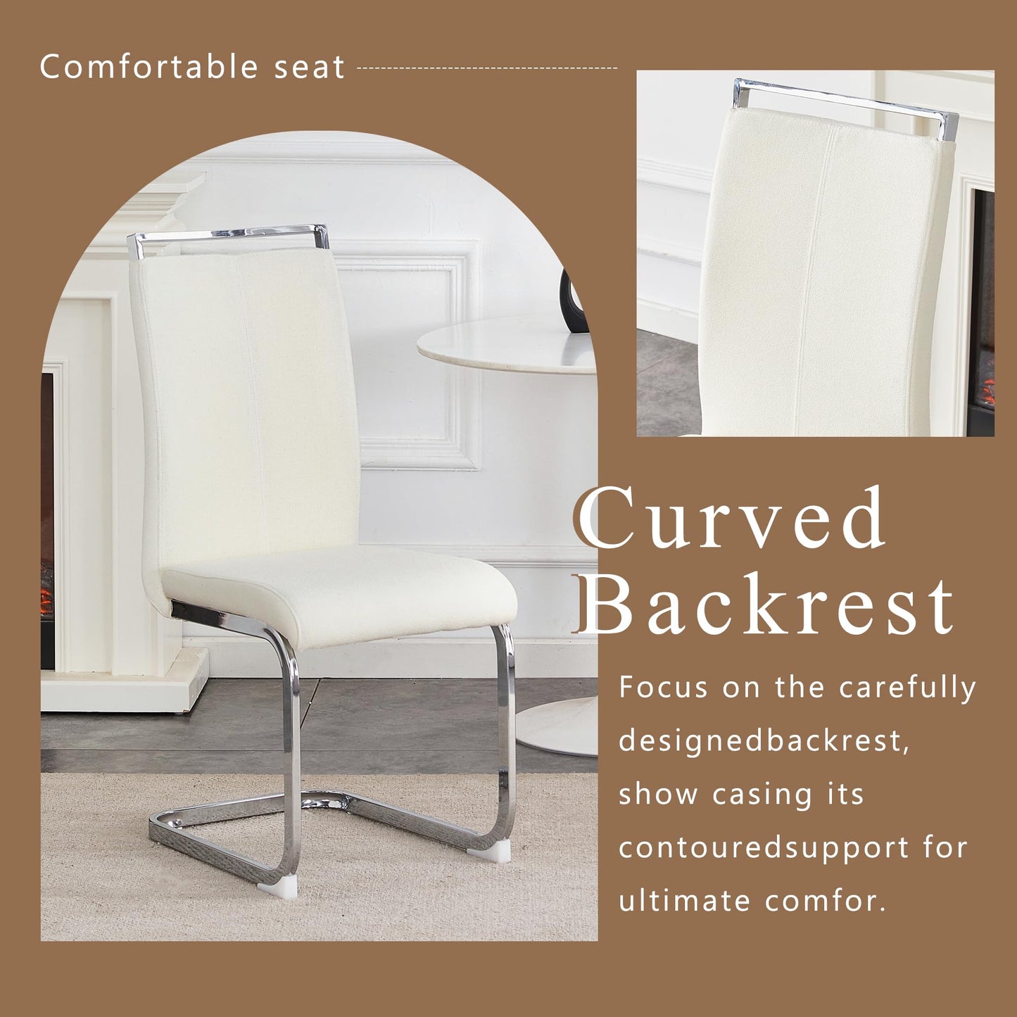 Dining Chairs Set of 4, White Velvet Dining Chairs Set,upholstered Kitchen Chairs with Silver Legs, Suitable for Living Room, Kitchen