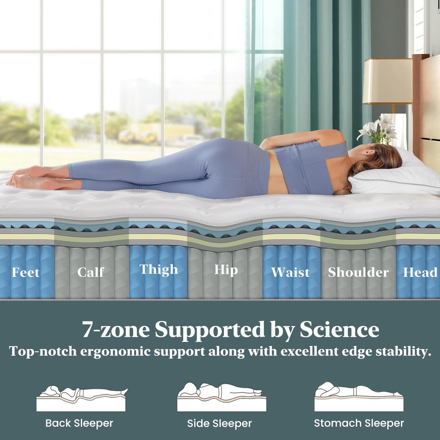 Firm Mattress Queen Size 12 Inch - Cooling Hybrid Mattress in a Box with Individual Pocket Spring for Extra Back&Lumbar Support, Adjustable Bed Compatible, 365-Nights Trial,Fiberglass-Free,CertiPUR-US
