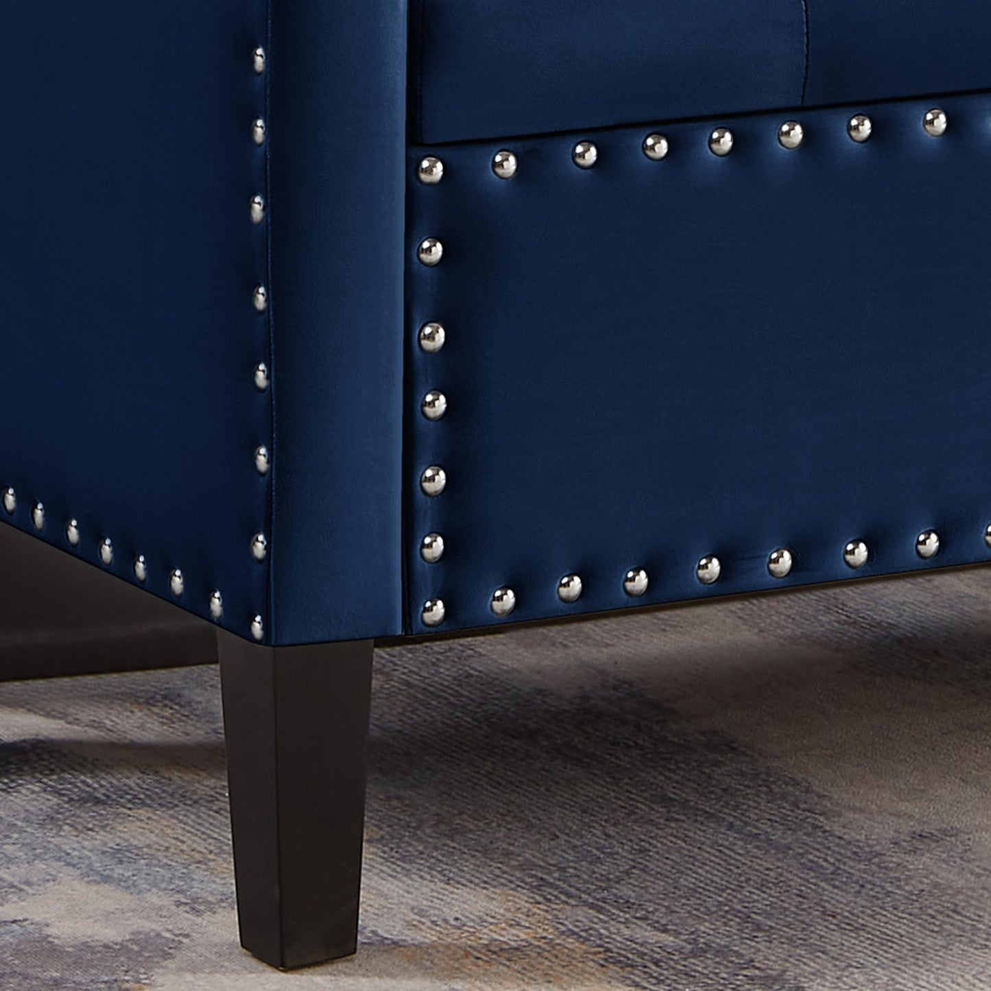 Favfurish Velvet Storage Ottoman with Armrests and Nails Trim,Entryway Living Room Soft Padded Seat,Bed Bench Bedroom End of Bed,Navy (48”L X 18.5” W X 22” H)