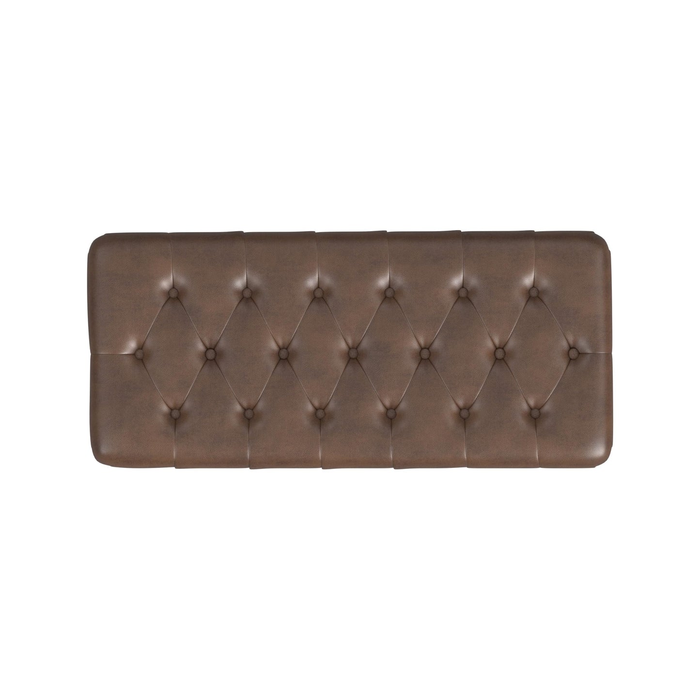 HomePop Home Decor | Tufted Ainsley Button Storage Ottoman Bench with Hinged Lid | Ottoman Bench with Storage for Living Room & Bedroom, Brown Faux Leather