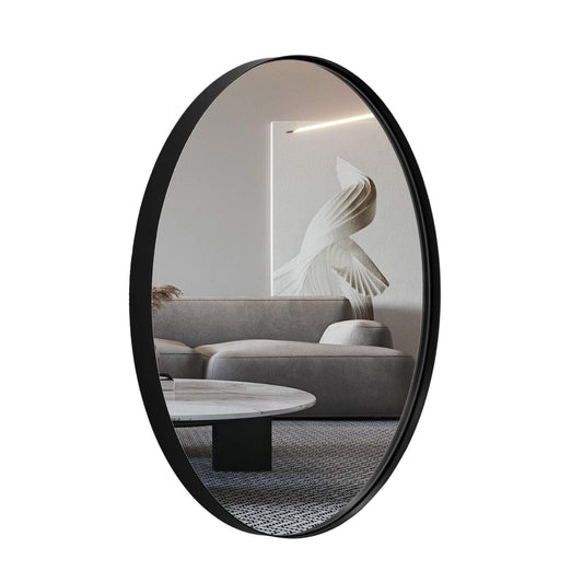 ANDY STAR Oval Bathroom Mirror, Black Oval Mirror for Bathroom, Oval Vanity Mirror for Bathroom, 20x28'' Oval Wall Mirror Pill Shaped Mirror Stainless Steel Frame Wall Mount Horizontal or Vertical