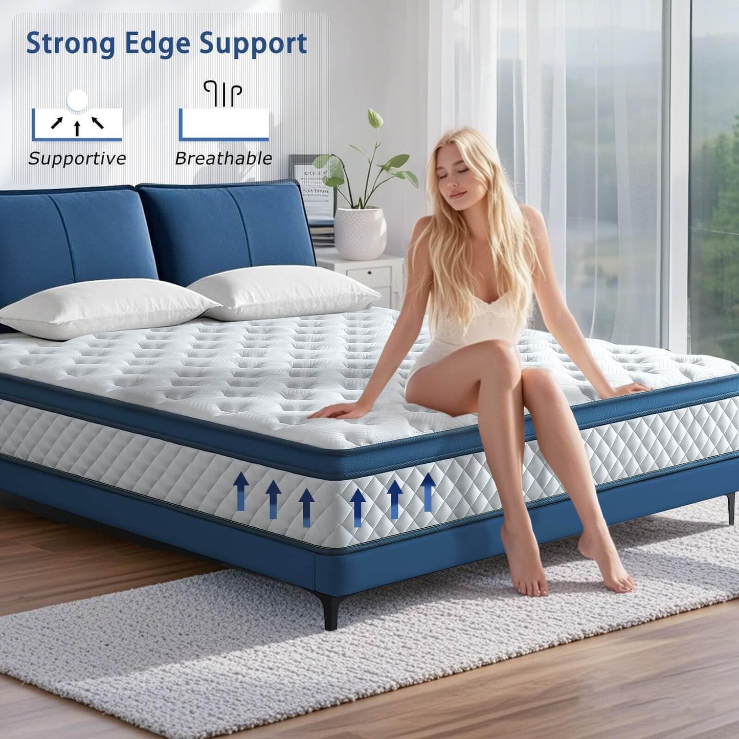 Laccard King Size Mattress 12 Inch, Medium Firm Hybrid King Bed Mattress, Memory Foam Mattresses in a Box for Pressure Relief, Individual Pocket Spring-Motion Isolation with Edge Support, CertiPUR-US