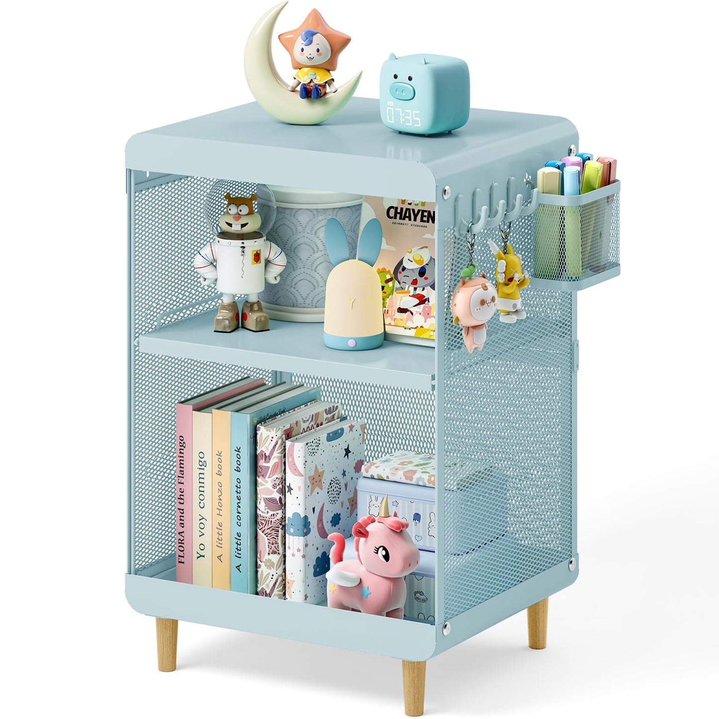SYKIARIOL Kids Nightstand,Kids Bedside Table,Teen Girls Night Stand,Toddler Night Stand,End Table for Girls Room Storage,Mint Green Nightstand