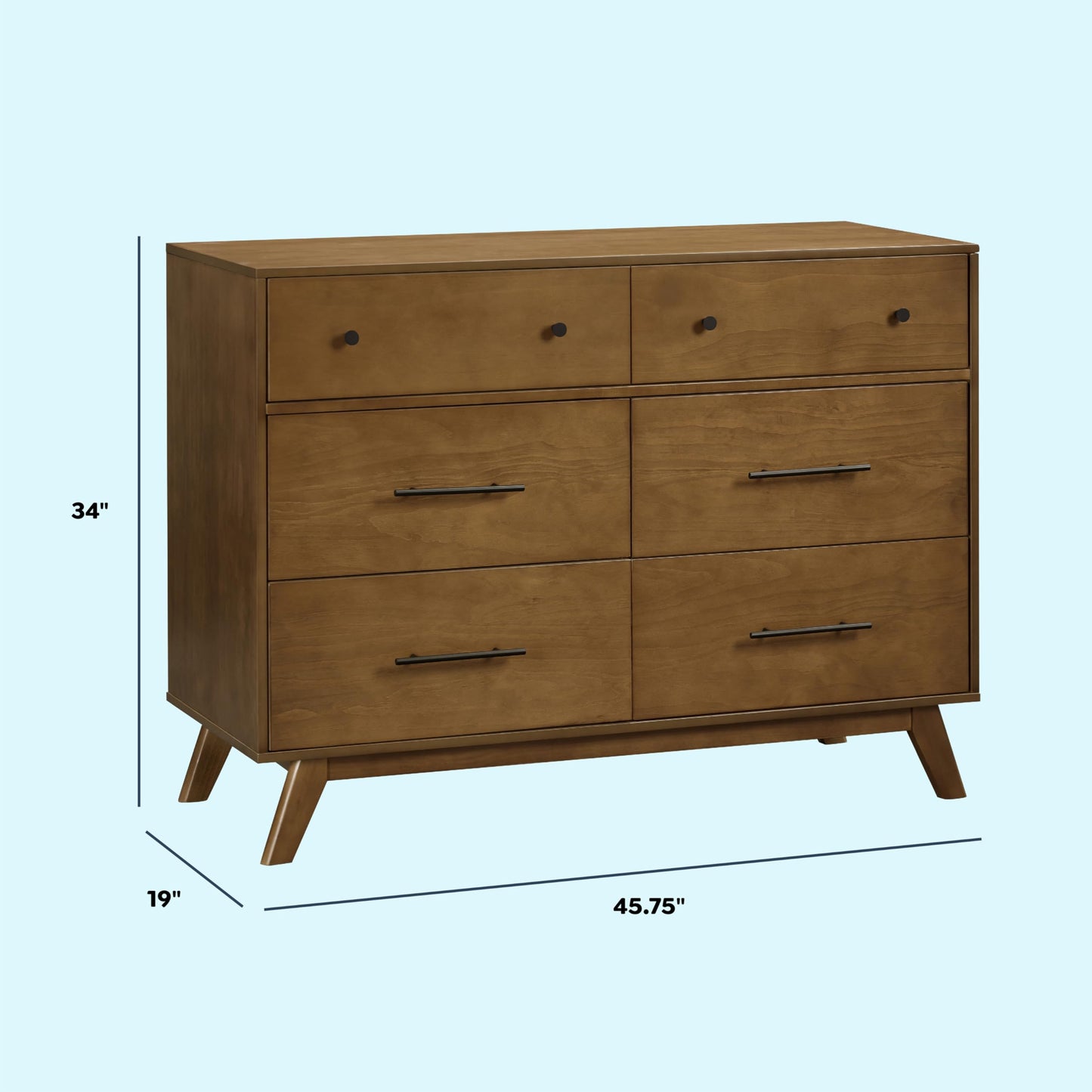 DaVinci Otto 6-Drawer Baby Dresser for Bedroom - GREENGUARD Gold Certified - Multi-Purpose Storage Double Chest of Drawers for Boys and Girls -Dresser for Kids Bedroom, Living Room, Nursery -Walnut