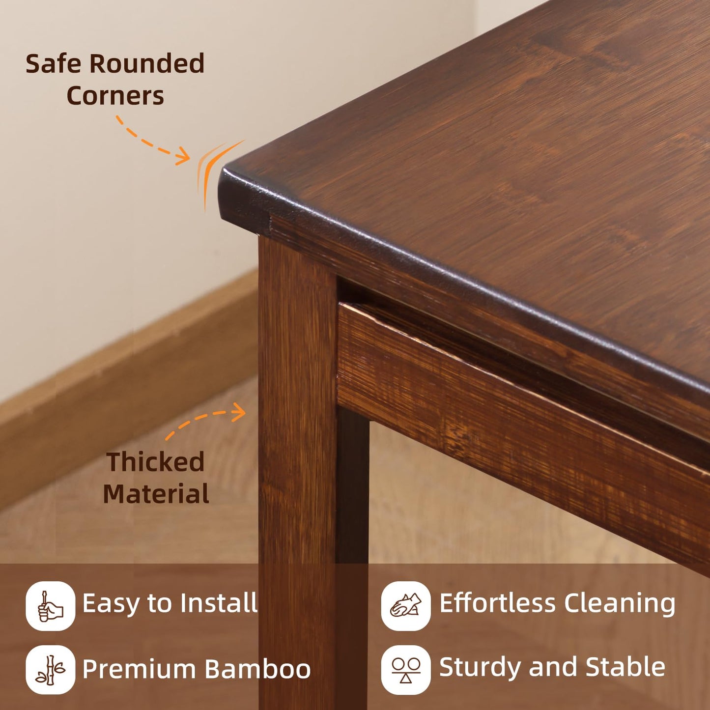 Usofhaus Bamboo Folding Desk with Storage, Space-Saving Foldable Computer Desk for Small Spaces, Writing Study Table for Home Office, Bedroom, Dorm, Apartment,Dark Brown