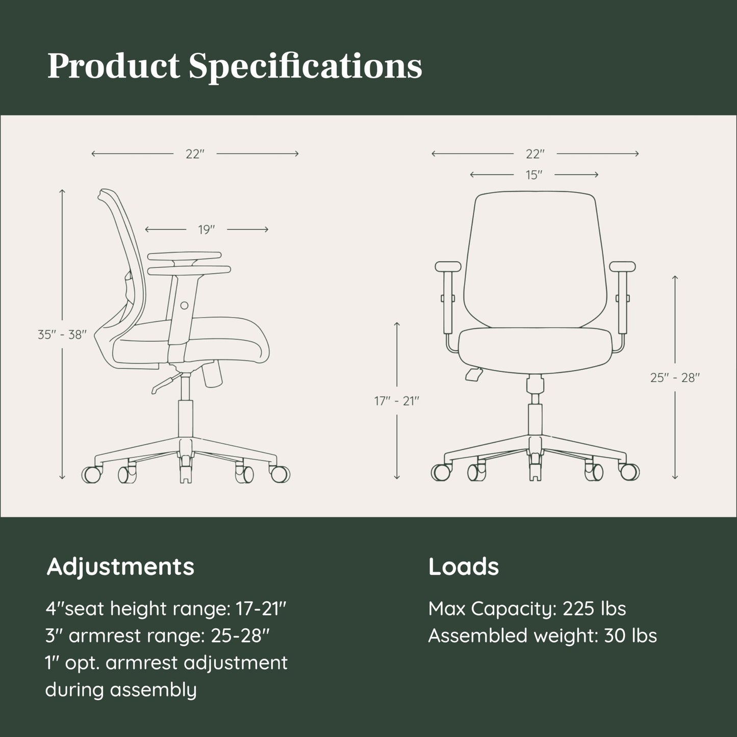 Branch Daily Chair - Vegan Leather Office Chair with Swivel, Lumbar Rest, and Adjustable Armrests - Comfortable Seating for Improved Posture and Productivity - Dune