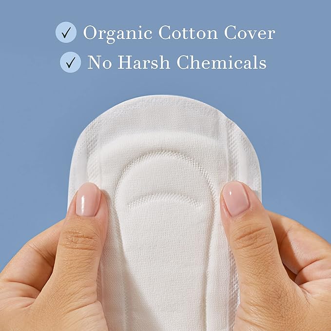 Rael Incontinence Liners for Women, Organic Cotton Cover, Postpartum Essential, Moderate Absorbency, Bladder Control, 4-Layer Core with Leak Guard Technology (Regular, 96 Count)