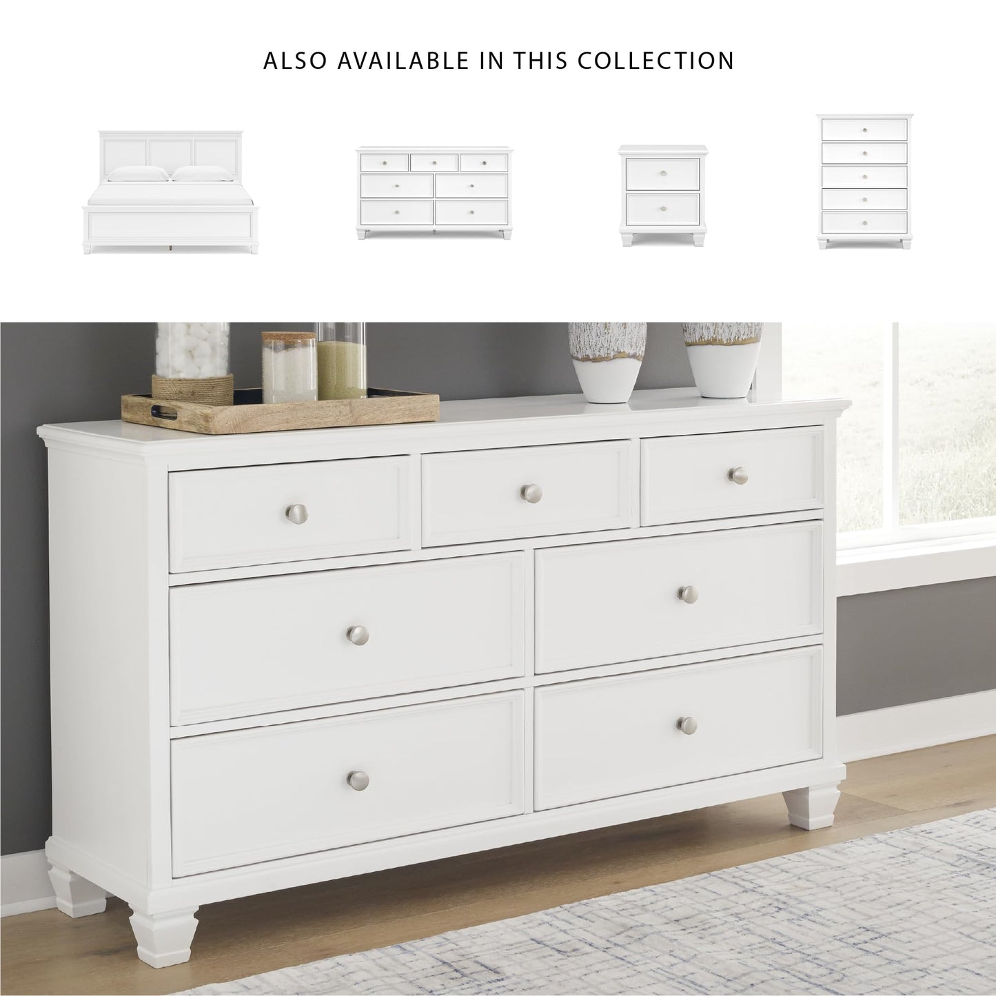 Signature Design by Ashley Fortman Casual 9 Drawer Dresser for Bedroom, White
