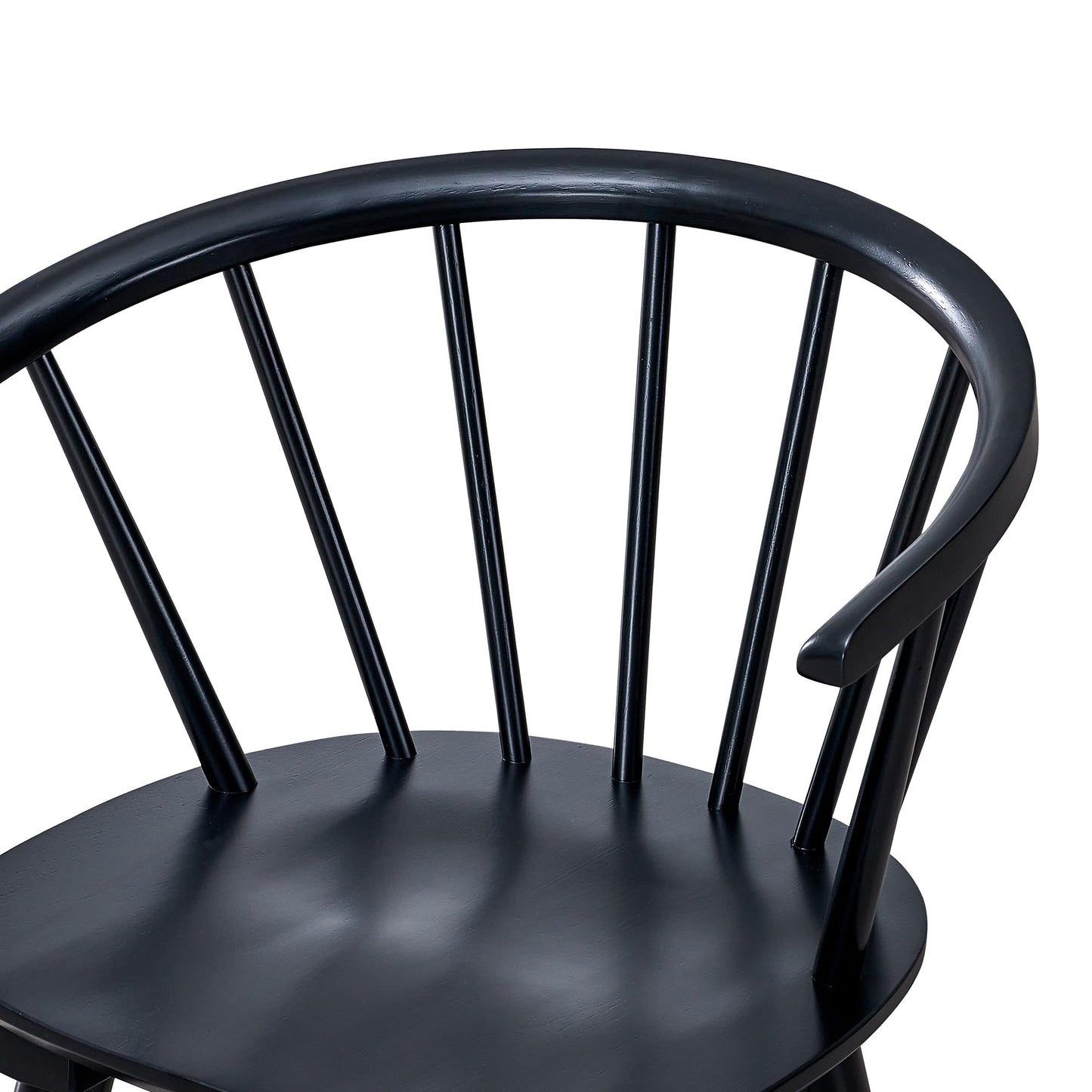 DUHOME Wooden Black Dining Chairs Set of 4, Windsor Dining Room Chairs with Arms Farmhouse Spindle Back Wood Kitchen Chairs with Curve Back, Mid Century Modern Style