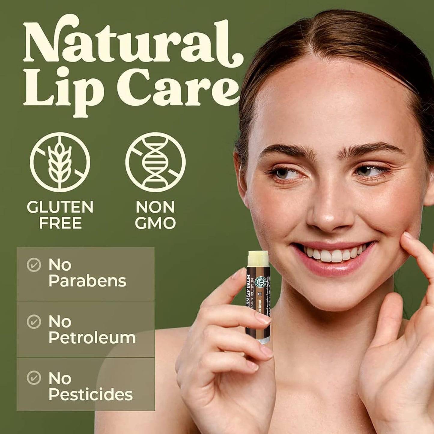 Earth's Daughter SPF Lip Balm 4-Pack - Lip Sunscreen, SPF 15, Organic Ingredients, Vanilla Flavor, Beeswax, Coconut Oil, Vitamin E - Hypoallergenic, Paraben Free, Gluten Free
