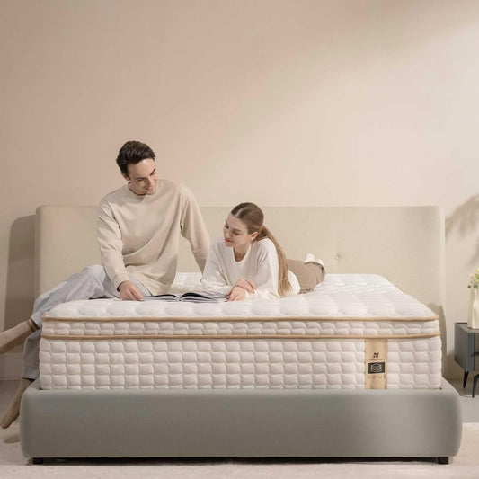AN Adamant Noyau 12 Inch King Size Mattress in a Box, Memory Foam Hybrid Mattress for Motion Isolation, Pocket Spring and Soft Foam, Pressure Relief, Medium Firm Support