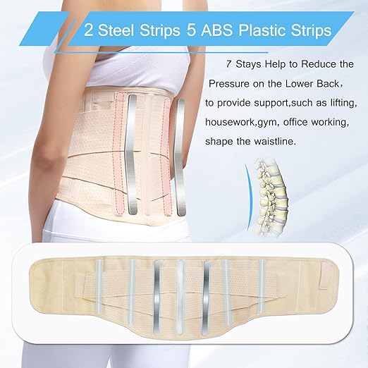 Back Brace for Men Women Lower back - Immediate Relief from Back Pain, Herniated Disc, Sciatica, Scoliosis and more! - Breathable Mesh Design with 7 Stays, - Back Support Belt for Men/Women for work , Anti-skid lumbar support belt (Medium)