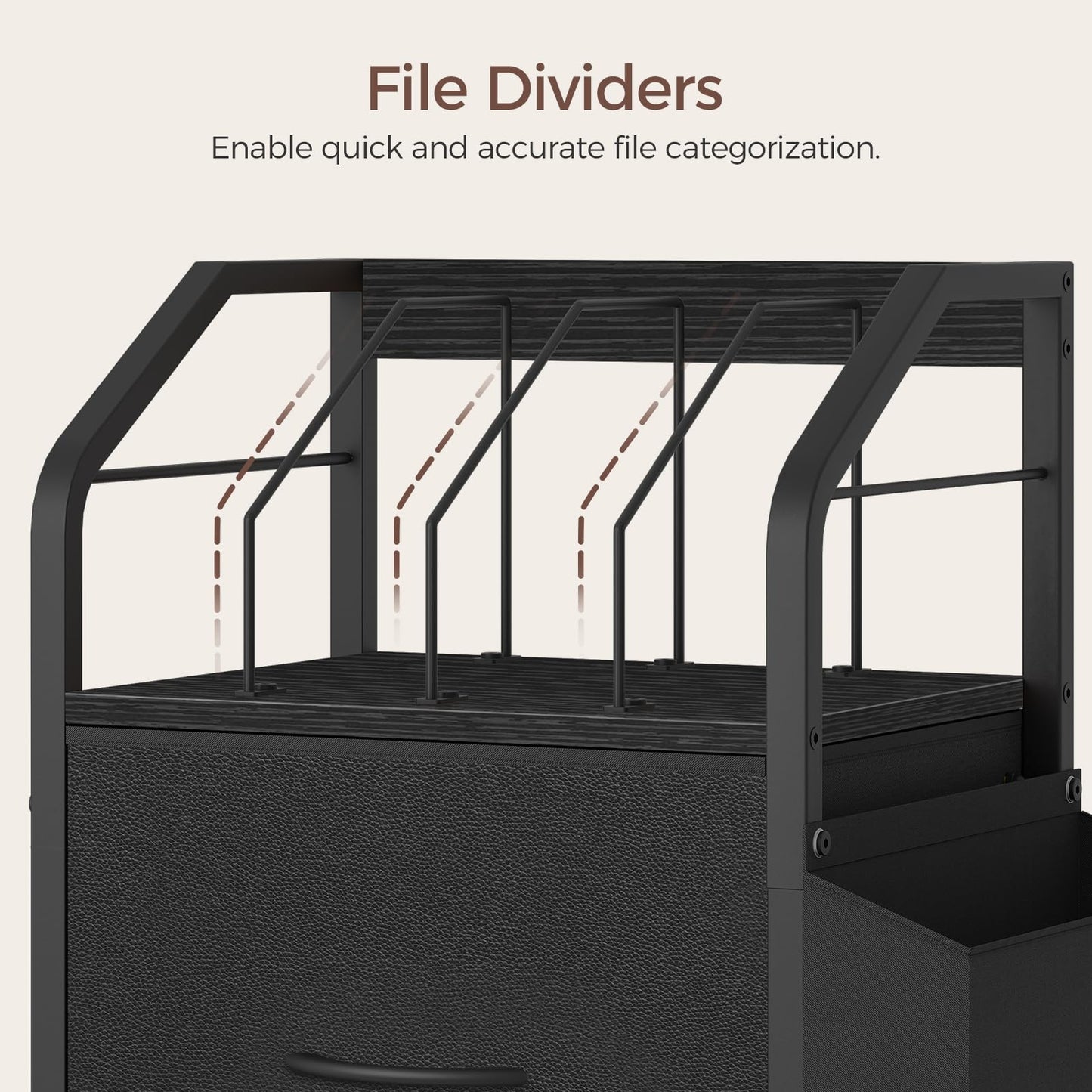 MAHANCRIS Small File Cabinet, Rolling Filing Cabinet for Under Desk with Divider, Single Non-Woven Fabric Drawer File Organizer for A4/Letter Size Documents, Under Desk Storage, Black FCBK3001