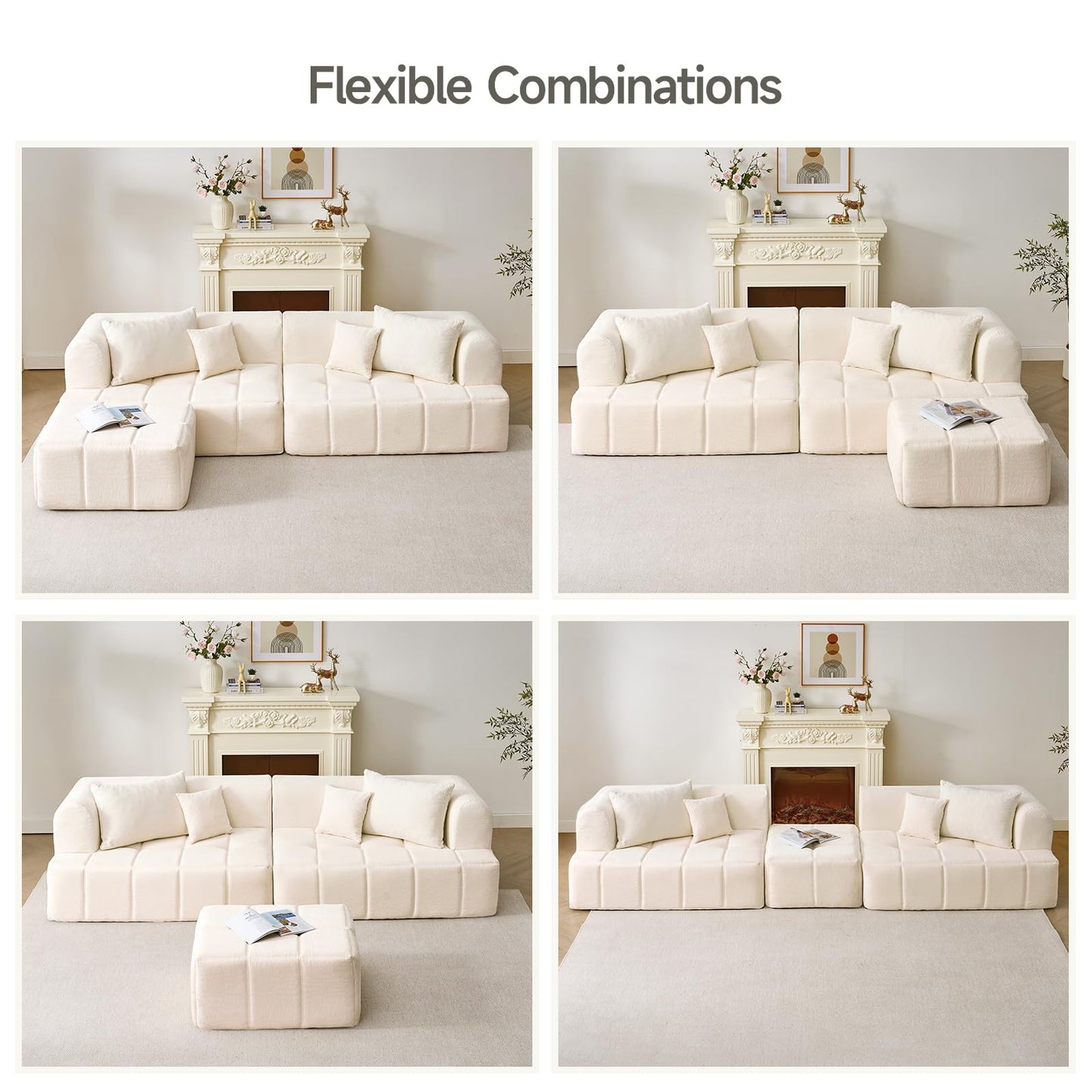 ONBRILL 97” Modular Sectional Sofa with Deep Seat, Cloud Sectional Couch with L-Shape Chaise,Chenille Upholstered Couches for Living Room Bedroom Apartments,No Assembly Required