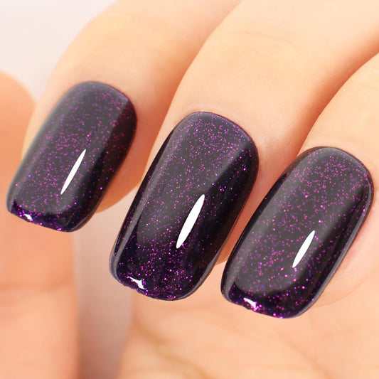 Dark Purple Glitter Gel Polish,Sparkly Shimmer Glitter Purple Gel Nail Polish,0.51 Fl Oz Soak Off UV Gel Polish for Nail Art Starter,Manicure Salon,Girls Women Gifts - GP0066