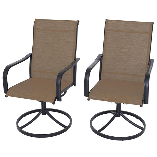 Anmutig Patio Swivel Dining Chairs Set of 2, Outdoor Swivel Chairs High Back with All Weather Textilene Metal Rocking Frame for Lawn Garden Backyard