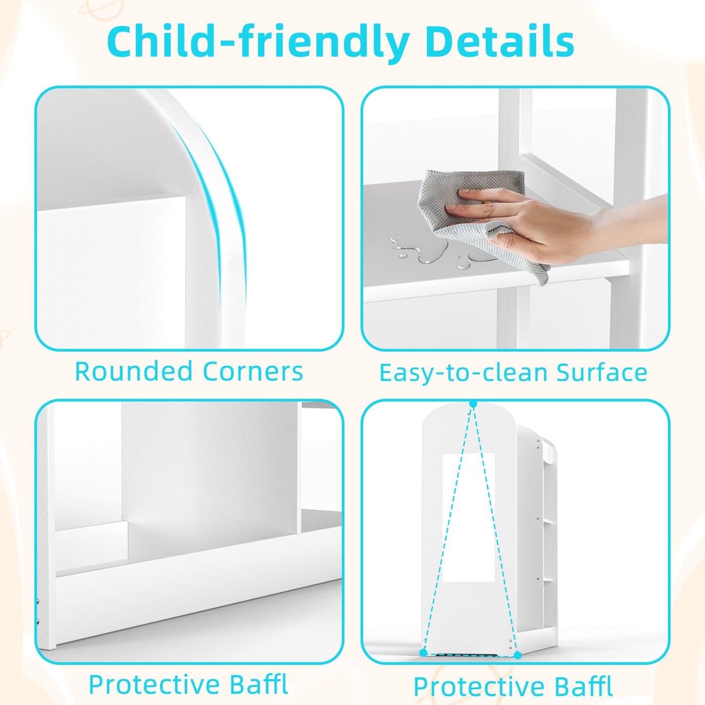 Glaf Kids Dress up Storage with Full Length Mirror, Kid Wardrobe Closet with 3-Tier Shelve, Clothes Rack and Bottom Tray, Opening Hanging Kids Armoire Baby Closet for Nursery & Kids Room (White)