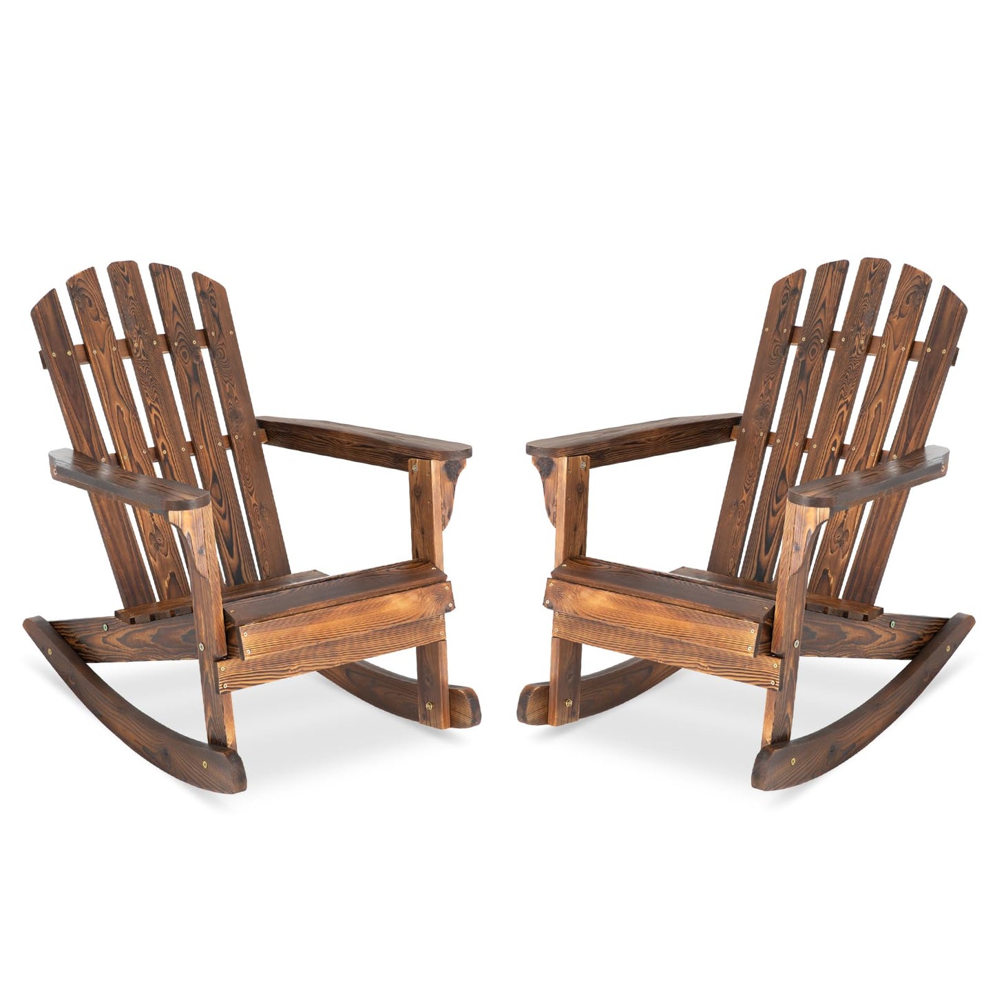 FURNDOOR 2PCS Patio Rocking Chair - Adirondack Rocker Chair Set of 2, Outdoor Wooden Rocking Chairs for Porch, Balcony, Backyard, Poolside