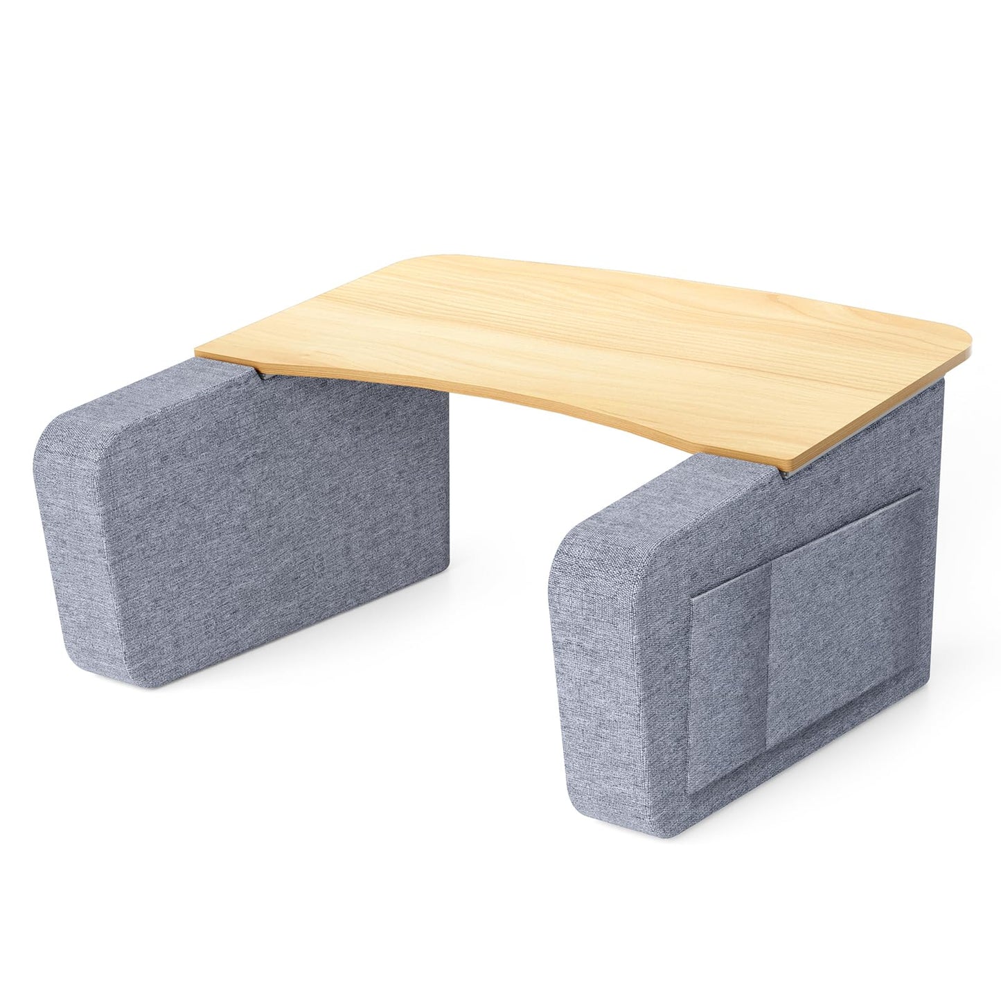 Reading Pillow with Sturdy Wooden Surface, Lap Pillow Desk for Laptop, Arm Rest Pillow for Bed and Gaming, Soft Cushioned Cover, Storage Pockets, Detachable Design, Perfect for Adults and Book Lovers