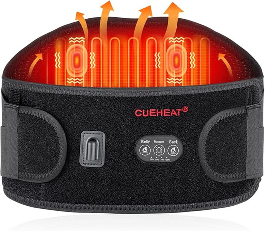 CUEHEAT Heated Waist Belt, Cordless Back and Belly Heating Massage, Electric Rechargeable Battery Powered