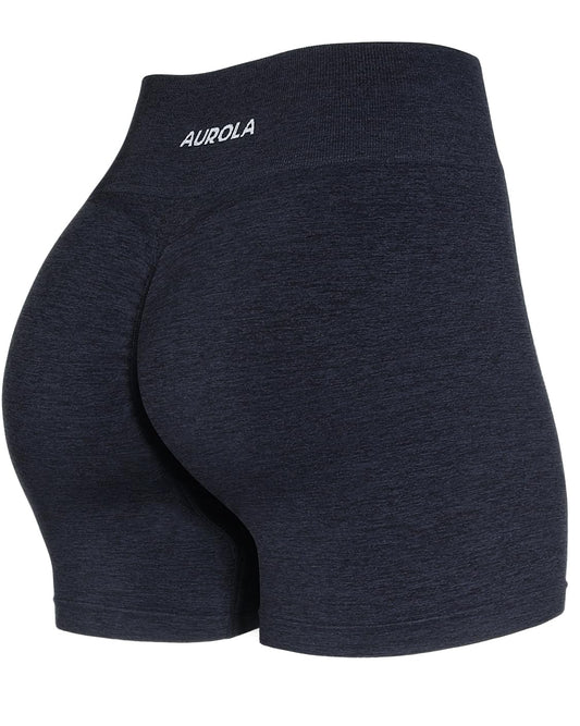 AUROLA Energetic Workout Shorts for Women Seamless Scrunch Athletic Gym Fitness Active Shorts Black