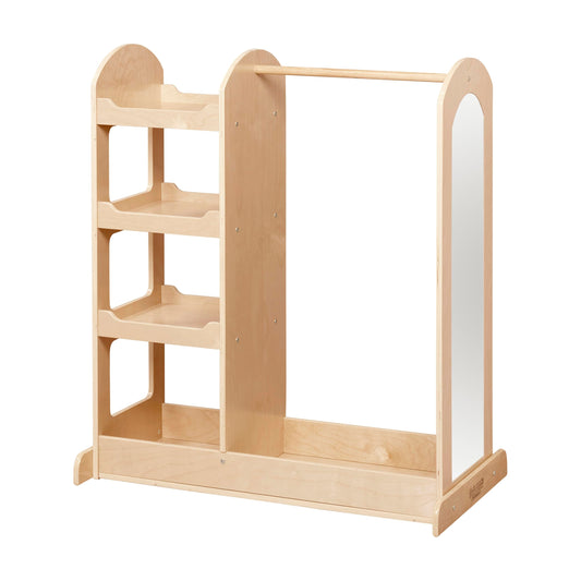 Back2School Express Double-Sided Dress-Up Center with Mirror, Clothes Rack, Natural