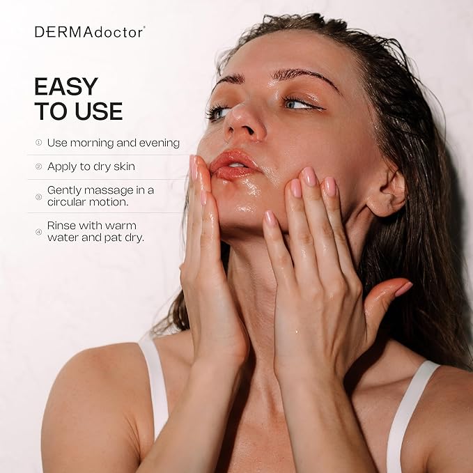 DERMAdoctor Glycolic Acid Exfoliating Face Wash - Anti-Aging, Antioxidant Enhanced Glycolic Acid Toner Facial Exfoliator to Address Fine Lines, Wrinkles, Dullness, Uneven Skin Tone, and Enlarged Pores