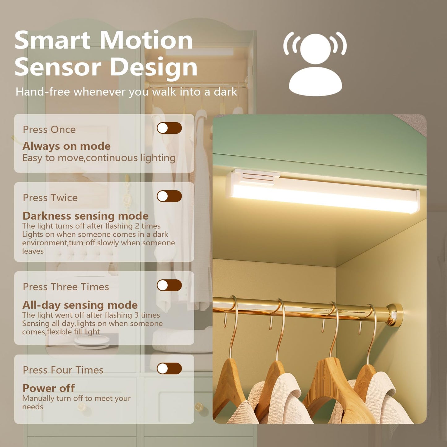 JanflyHome Armoire Wardrobe Closet, 69.5" H Wood Bedroom Armoires Cabinet with Mirror Door and 3 Drawers, Green Clothing Storage Cabinet with Hanging Rod & Sensor Light for Bedroom-Left