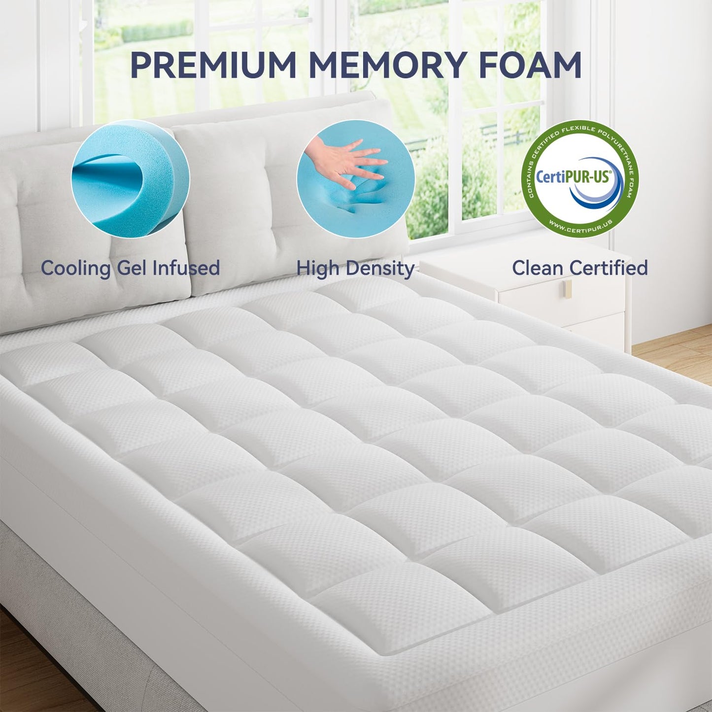 ELEMUSE Twin Size Dual Layer 3 Inch Memory Foam Mattress Topper, 2 Inch Cooling Gel Memory Foam and 1 Inch Thick Soft Pillow Top Mattress Pad Cover for Back Pain Relief, Bed Topper for Side Sleep