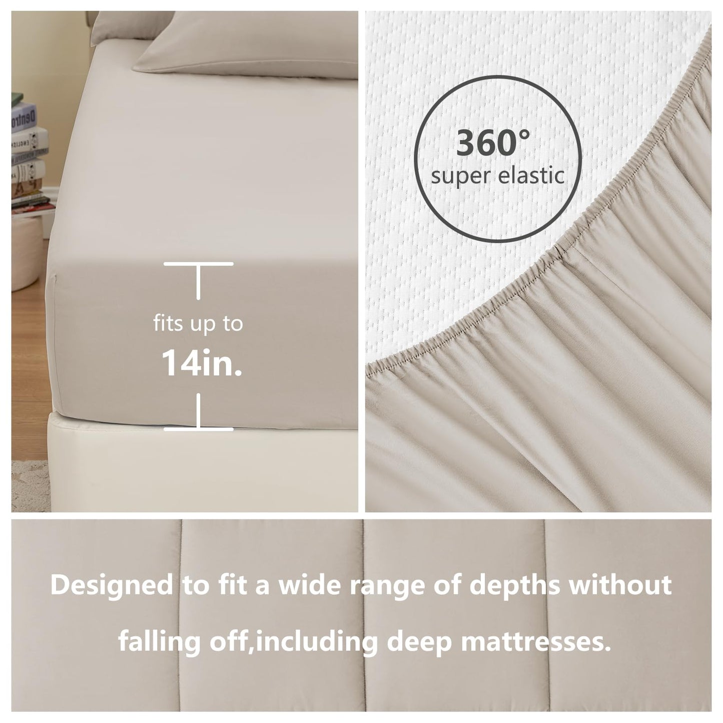 CozyLux Queen Comforter Set Beige, 7 Pieces Bed in a Bag, Beige Comforter Queen Size, All Season Bedding Sets with Stitch Quilted Comforter, Flat Sheet, Fitted Sheet, Pillowcases