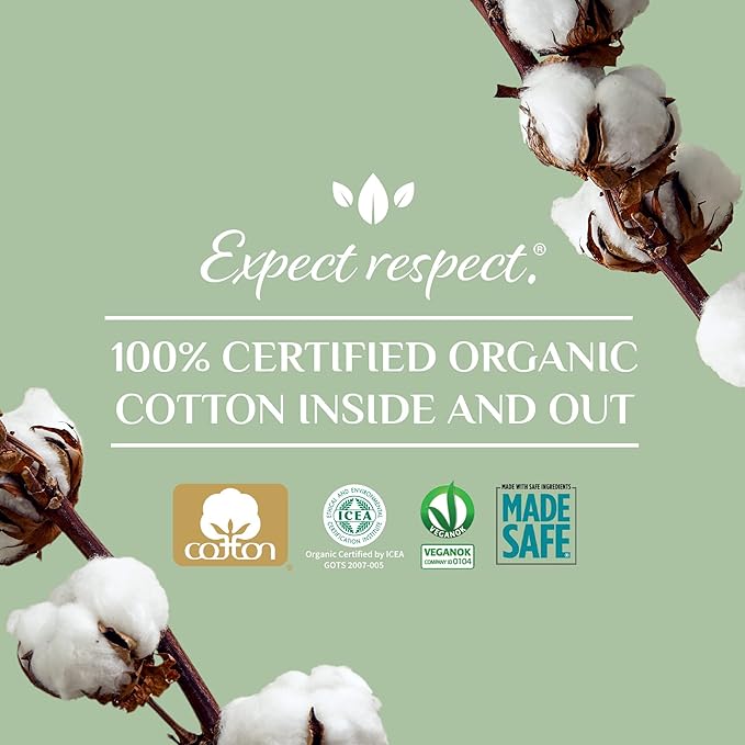 Organyc 100% Organic Cotton Inside and Out Incontinence Pads for Bladder Leaks, FSA/HSA Eligible, Maximum Flow, 16 Count