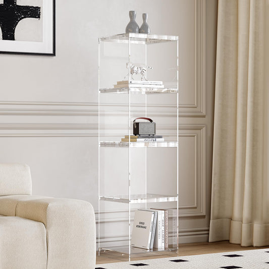 Acrylic Display Cabinet, 4-Tier Display Case in Bedroom, Living Room, Playroom, Modern Style (16" D x 16" W x 62" H)