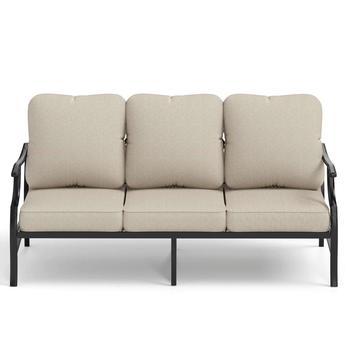 HERA'S HOUSE Patio Furniture Sofa, All-Weather Outdoor 3 Seats Couch, Outdoor Patio Couch with Deep Seating and Olefin Cushions for Lawn Garden Backyard Balcony