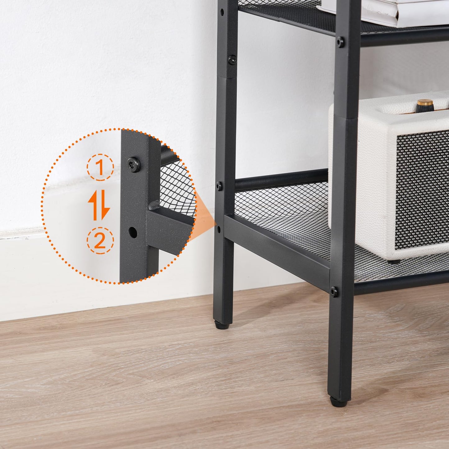 HOOBRO Black Side Table, 3-Tier Metal Side Table, Small Black Table with 2 Flat or Slant Adjustable Shelves for Small Spaces, Hallway, Living Room, Bedroom, Sturdy, Easy Assembly, Black BB23BZ01G1